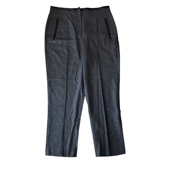 Rebecca Taylor Womens 12 Tailored Trouser Pant Charcoal Gray Herringbone Pleated - Picture 2 of 15